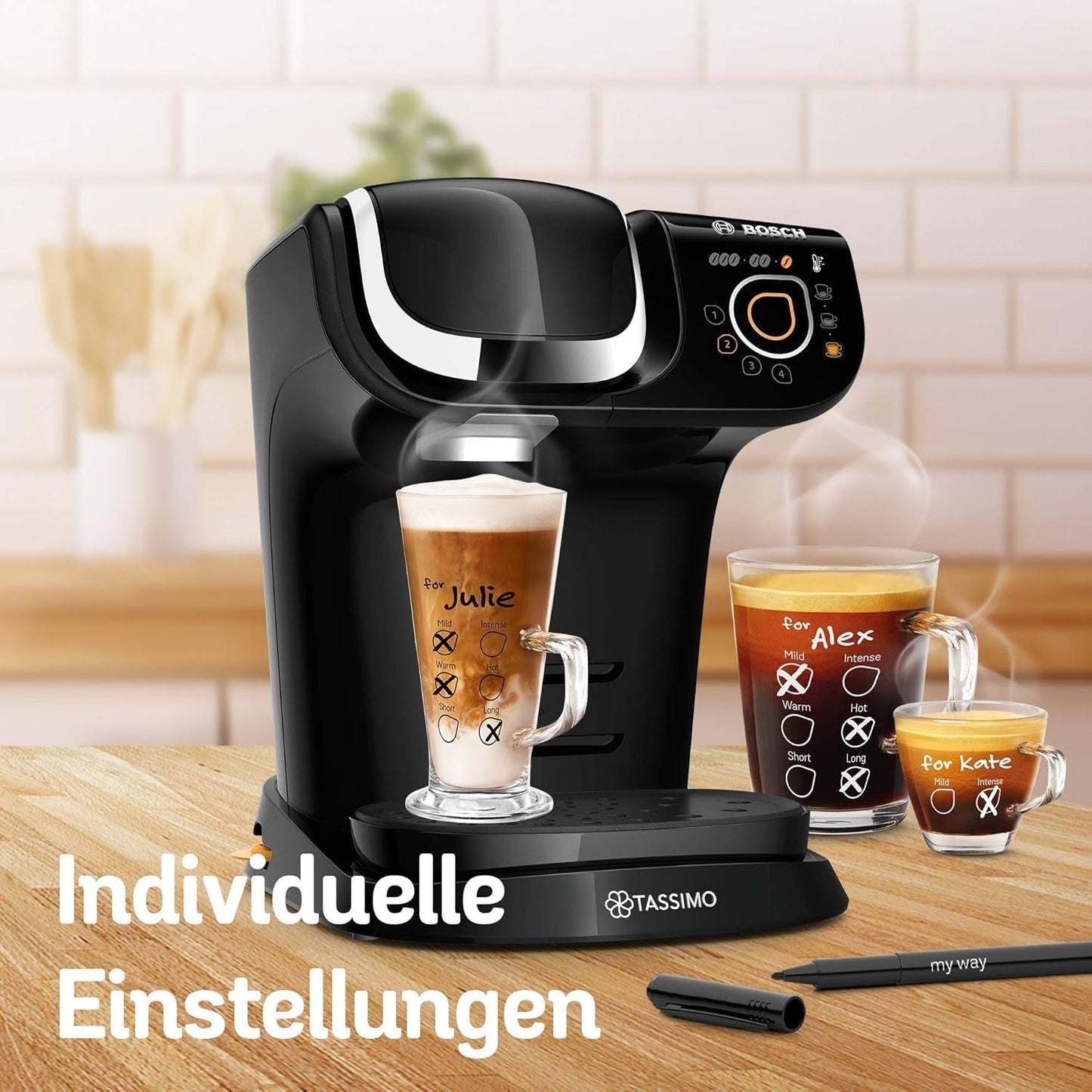 Macchina per caffè espresso Tassimo My Way con 2 capsule TAS6502 con filtro per l'acqua, oltre 70 bevande, personalizzazione delle bevande, varietà di caffè, erogazione facile, 1500 W, Nero