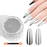 Saviland Set di polveri per unghie cromate - Polvere per unghie cromata laser rosa Effetto specchio Laser Nail Art, Polvere decorativa per manicure con glitter per unghie con bastoncini di spugna, Polvere glitter per unghie Salone per unghie
