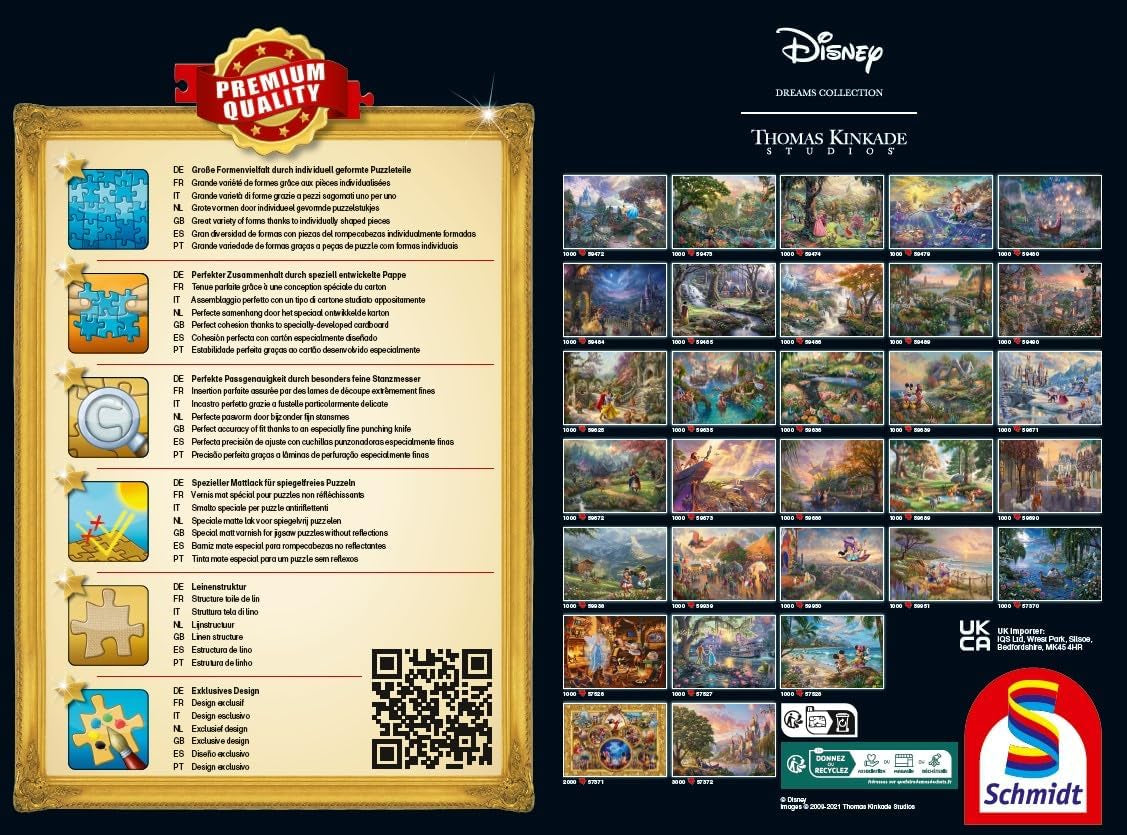 Schmidt Spiele 59671 Thomas Kinkade, Disney, La Bella e la Bestia, Magica Serata d'Inverno, puzzle 1000 pezzi Puzzle Naty Shop