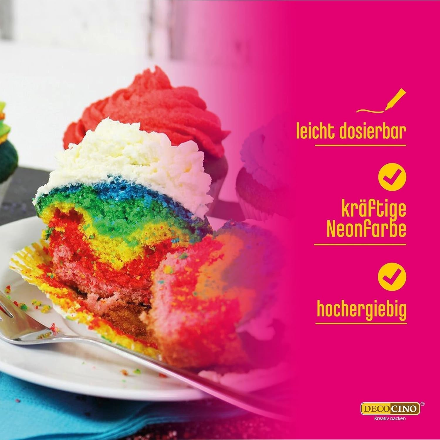 Decocino Neon Pasta Alimentare Rosso - Colorante alimentare ad alto dosaggio - Per colorare torte, muffin, cupcakes - Insapore