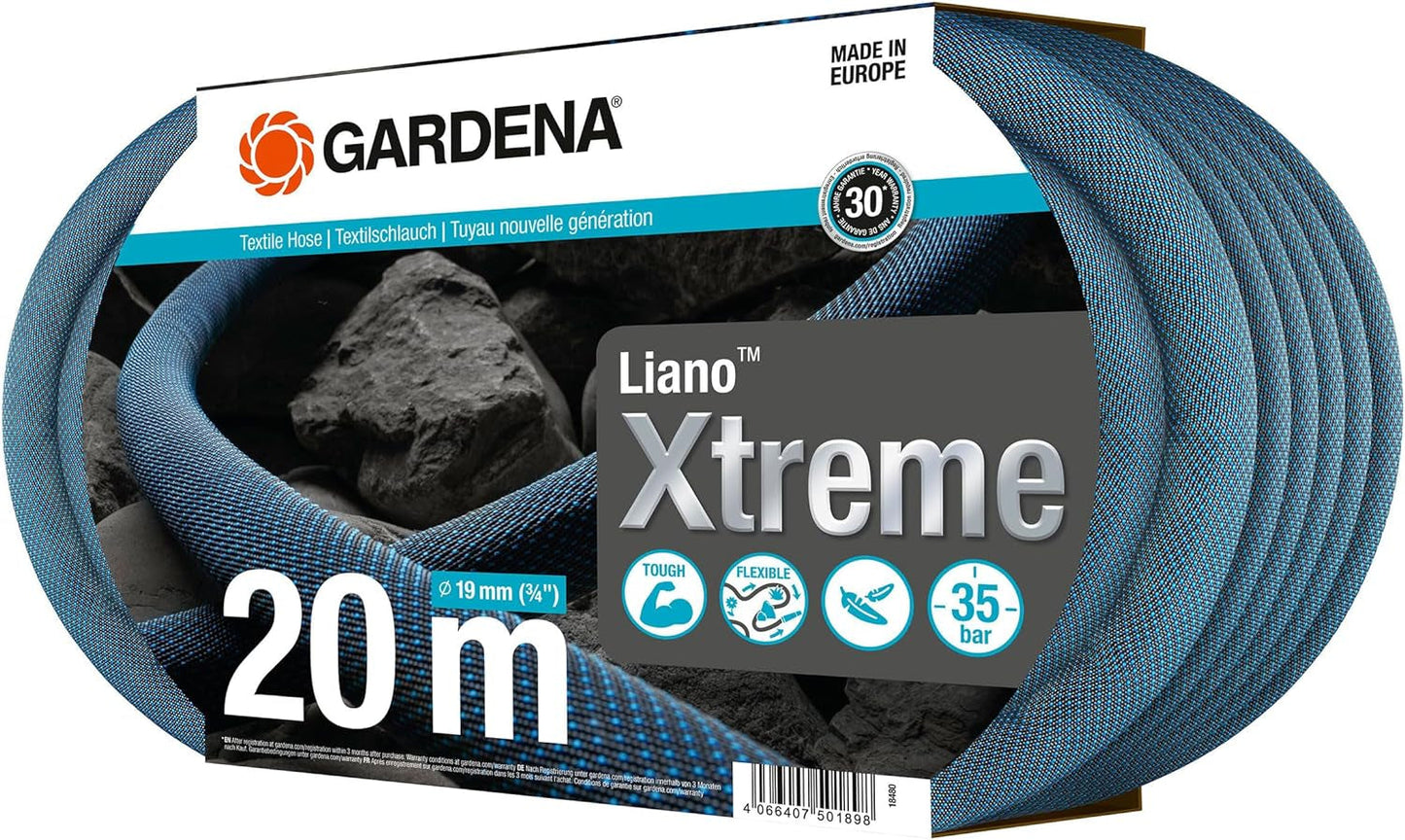 Set Gardena Liano Xtreme 3/4 pollici, 20 m: tubo da giardino in tessuto estremamente robusto con tubo interno in PVC leggero e resistente alle intemperie (18480-20)