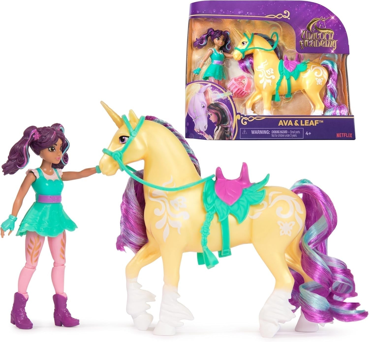 Unicorn Academy AVA e Unicorn Leaf Set - Personaggi originali alti circa 12 cm della popolare serie Netflix Con due accessori e spazzole per capelli Per giochi di ruolo fantasiosi, per bambini dai 4 anni in su Action figures Naty Shop Titolo predefinito