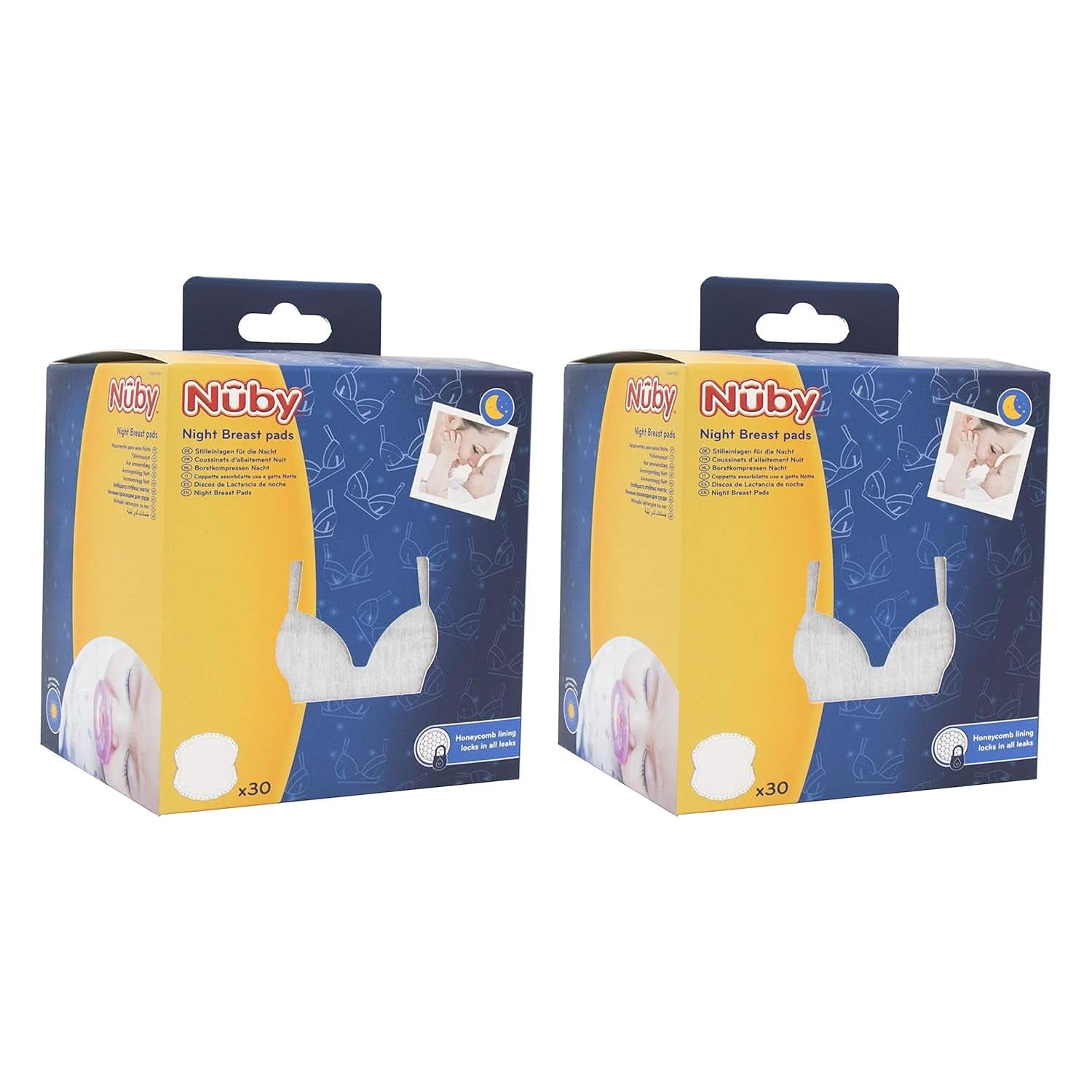 Nuby - 2 confezioni di coppette assorbilatte ultrafini per la notte - 2 X 30 pezzi Accessori Alimentazione e Allattamento Bebe Naty Shop