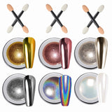 Wahrshei 6 Polvere per unghie cromata, Polvere cromata Nägel mit Spiegeleffekt, Puder laser cromato, Polvere effetto perla per unghie a ciambella smaltata