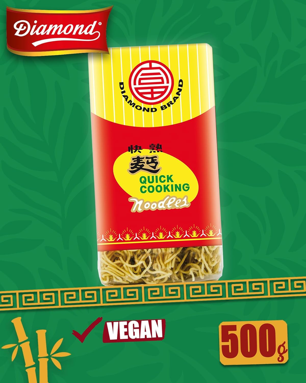 DIAMOND Tagliatelle istantanee senza uova, tagliatelle istantanee con farina di frumento Wok e contorni - 1 x 500 g