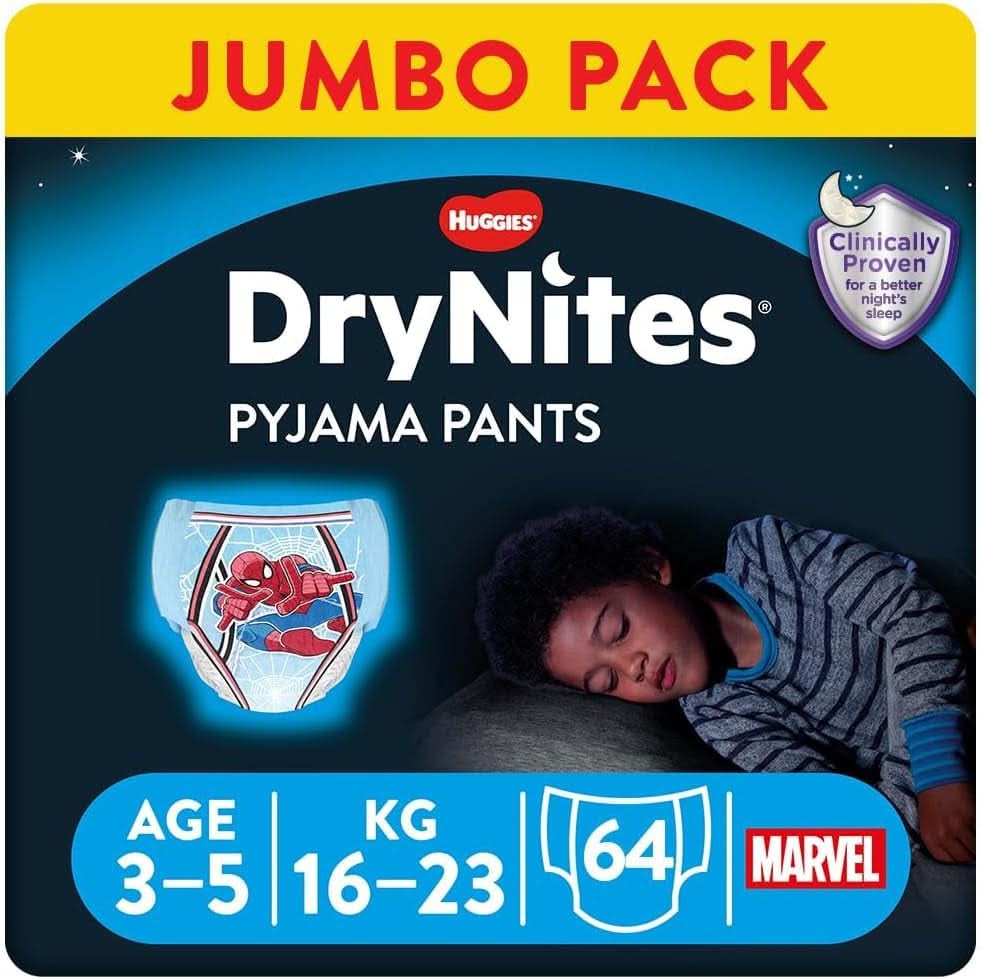 Pannolini notte HUGGIES Drynites, per bambini 4-7 anni (17-30 kg), 30 pezzi Naty Shop 64 pz 64 pz