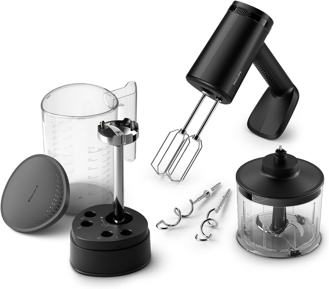 Philips Frullatore a mano, 450 W, 5 Geschwindigkeiten plus Turbo, Bianco/Grigio (HR3741/00) Kitchen Naty Shop Frullatore a mano 3-in1, Pürierstab, Zerkleinerer
