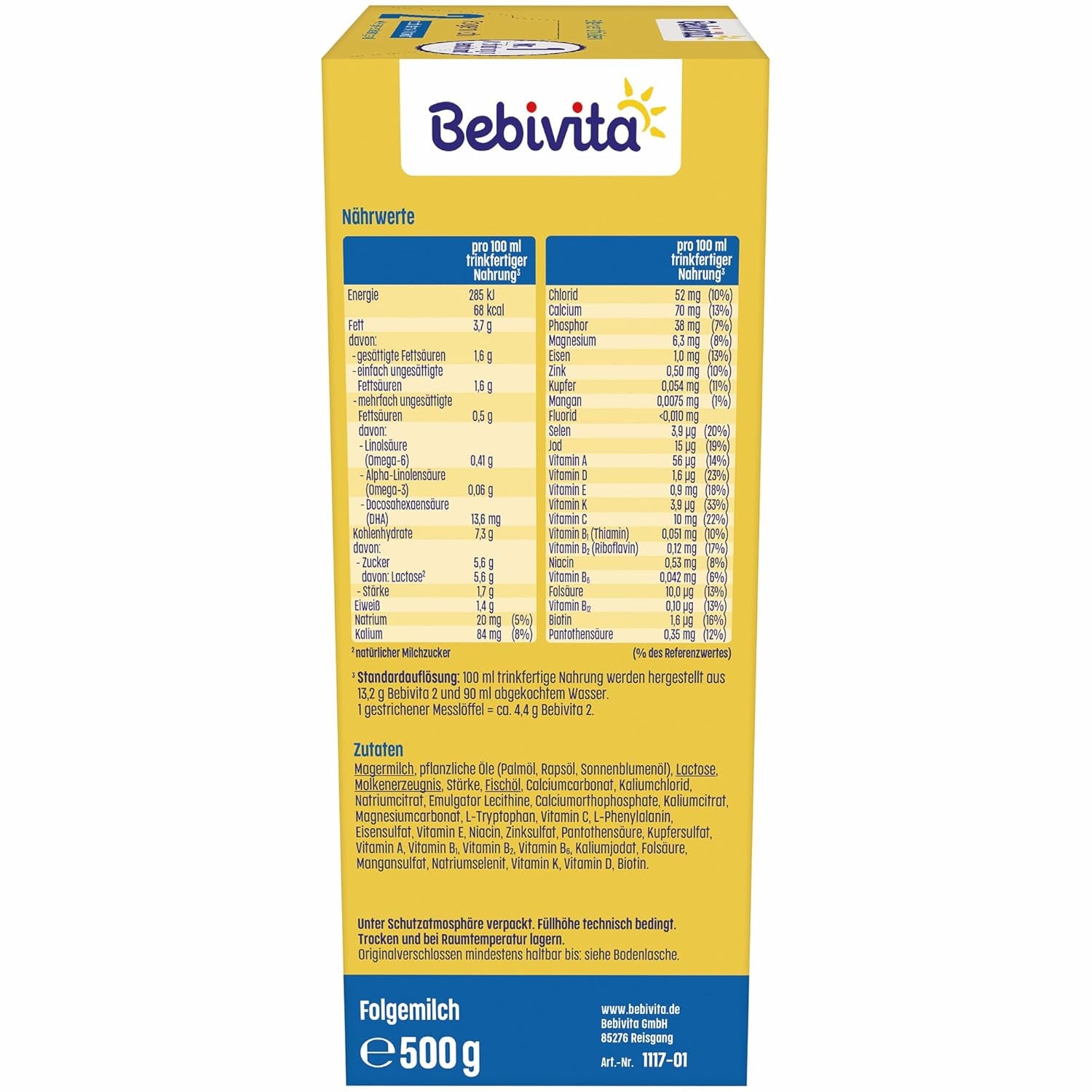 2 fogli di latte (4 x 500g), dopo 6 mesi, con vitamina C e D, Omega-3 (DHA), altersgerecht sättigend
