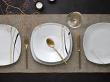 CreaTable 24029 Square City Line Series Set di stoviglie in porcellana per 6 persone, 12 pezzi, lavabile in lavastoviglie e adatto al microonde, produzione di qualità