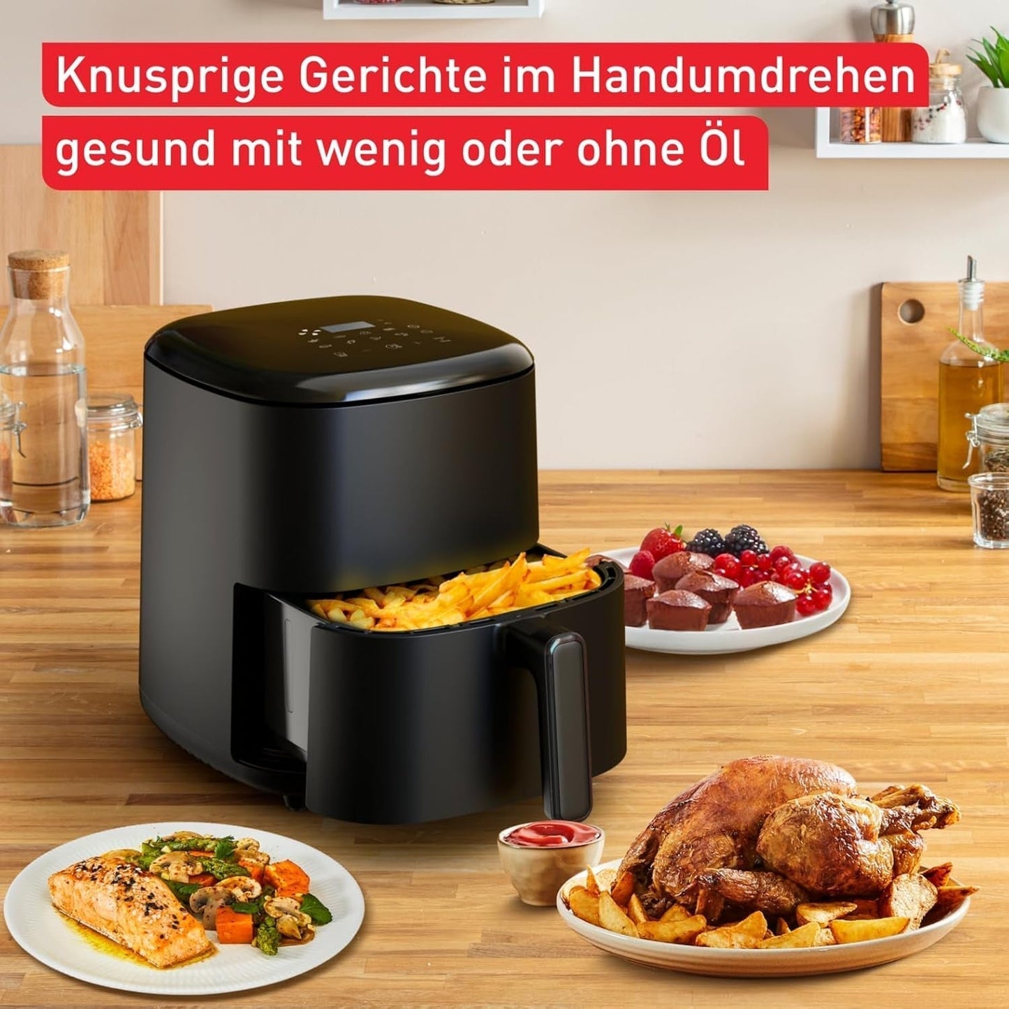Tefal Easy Fry Max EY2458, 5 litri, Friggitrice ad aria calda, 10 programmi di cottura automatici, touch screen digitale Elettrodomestici Naty Shop