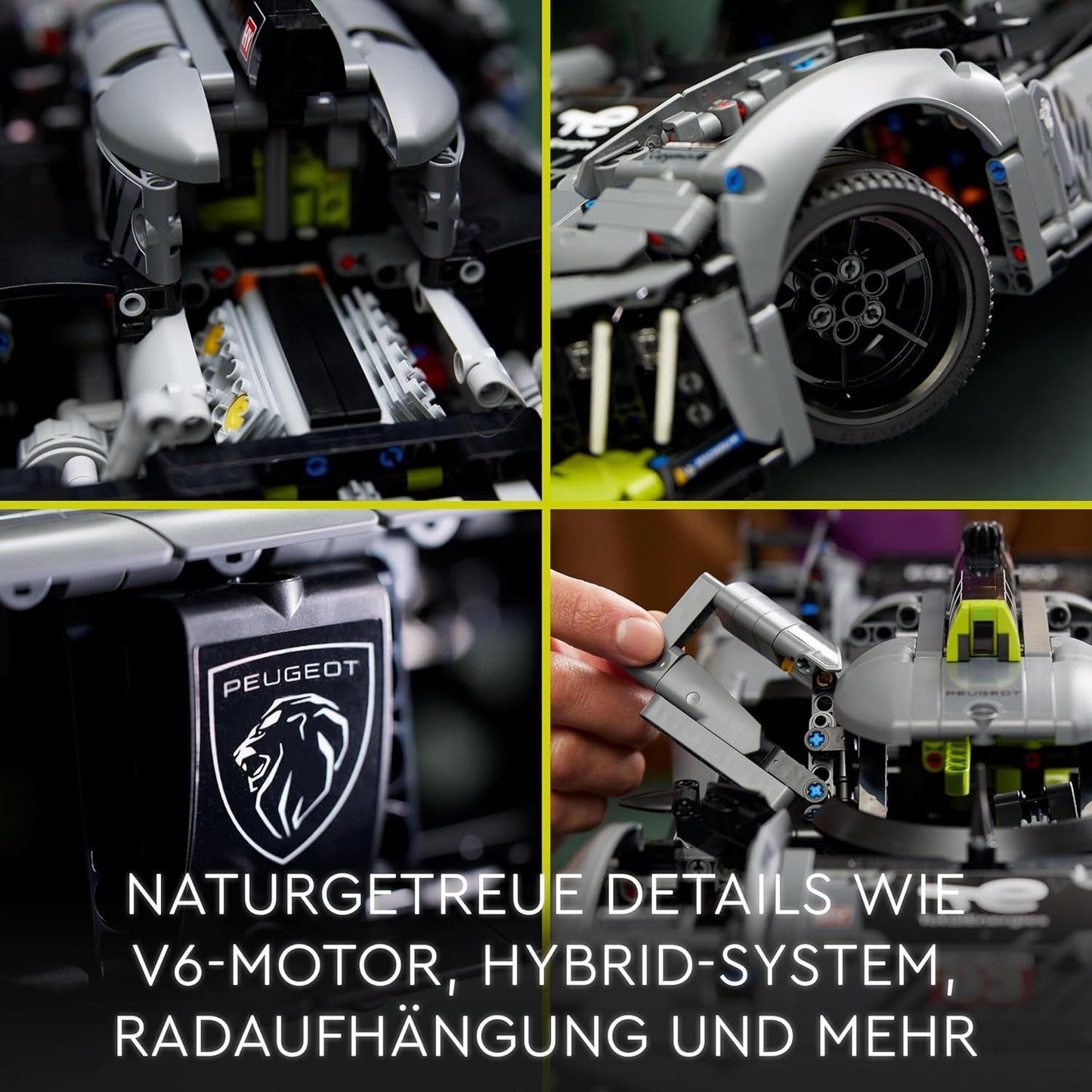 LEGO 42156 Technic Peugeot 9X8 24H Le Mans Hybrid Hypercar Leggendaria auto da corsa Kit modello per adulti Auto da corsa in scala 1:10 da collezione per giocatori avanzati Kit di costruzione Acquista il negozio LEGO