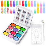 Gel per pittura sfumata, 12 colori di smalto gel sfumato con 100 spugne per unghie e 4 artigli in metallo per french manicure, nail art fai da te, set I