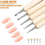Hanyousheng Set di 20 pezzi di pinsel per nail art, 15 pezzi di pinsel per nail art, 5 pezzi di strumenti per punteggiare nail art per design di nail art fai da te