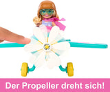 Barbie Chelsea Aereo Bambola e Playset - Bambola Pilota, Aereo, Maniglia e Accessori per Storia, Ruote ed Eliche con Gamba a Fiore, Età 3+, HTK38 Naty Shop Dolls