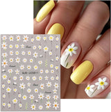JMEOWIO 3D Nagelsticker Blumen Nail Art Sticker Selbstklebend Nagelaufkleber 5D Stereoscopico Estate Frühling Blumen Dekoration Nageldesign Zubehör 4 Blatt