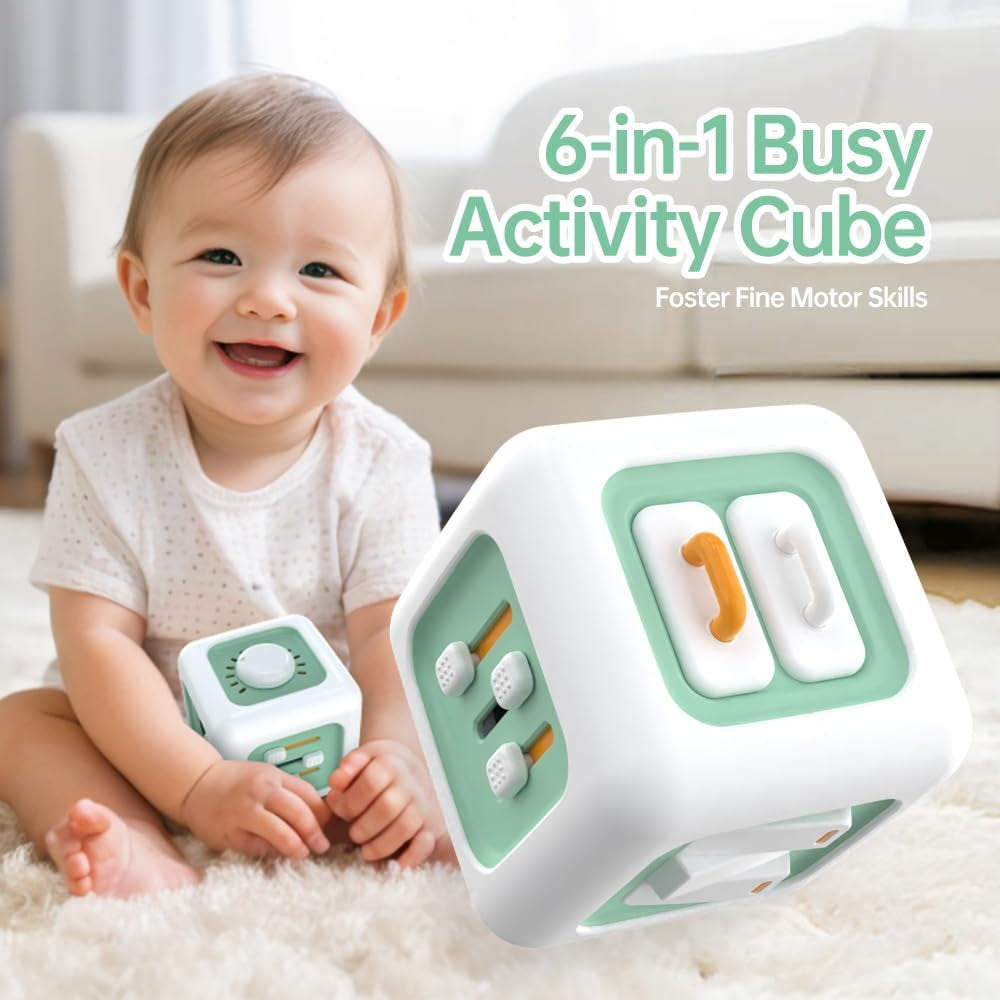 Giocattolo sensoriale per bambini da 1 a 3 anni | Giocattolo Montessori per bambini da 1 anno | Giocattolo da viaggio per bambini 12-18 mesi | Cubo di attività, regalo di compleanno o di Natale per bambini di 1 anno