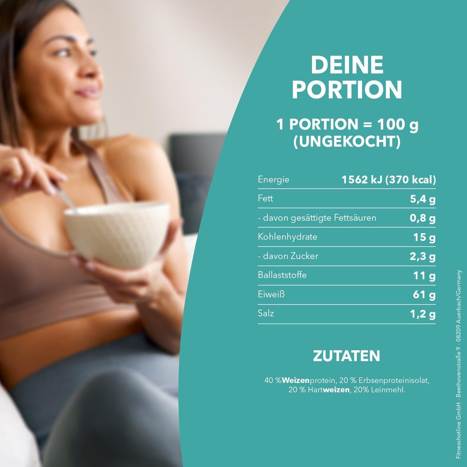 Best Body Nutrition Pasta Proteica 6 x 200g - Tagliatelle ad alto contenuto proteico Fit4Day - 61% di proteine, a basso contenuto di carboidrati, vegani e senza lattosio, senza soia - Proteine ​​del pisello di alta qualità - Per diete a basso contenuto di carboidrati