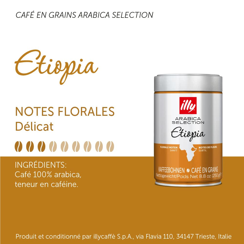 illy Coffee Beans Selezione di caffè Arabica di lusso Etiopia, confezione da 6 (6 x 250 g)
