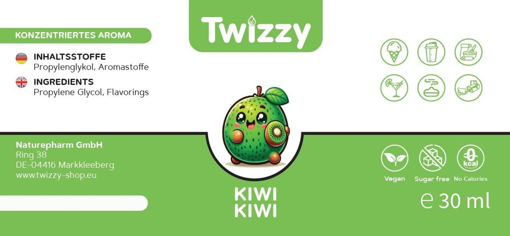 Twizzy Aroma Concentrato Kiwi, 30 ml Aromi Naty Shop