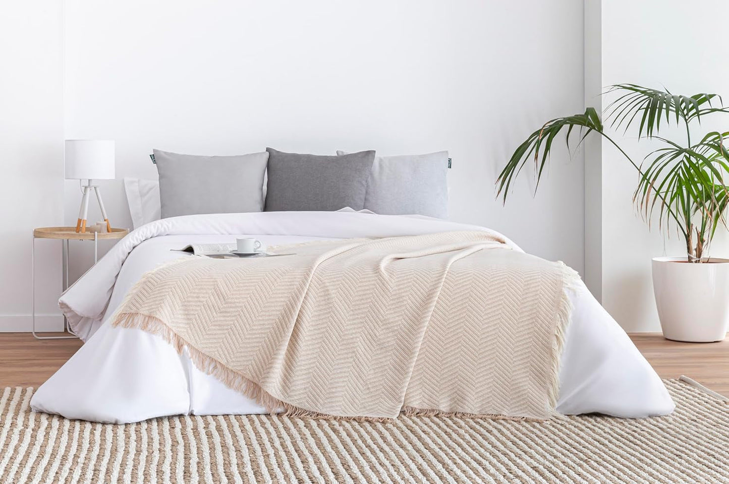 Copriletto multifunzionale Todocama, copriletto, copriletto, copridivano, jarapas, motivo a spina di pesce (230 X 260 Cm, beige sabbia). Letti e coperte Besuche den Todocama-Store