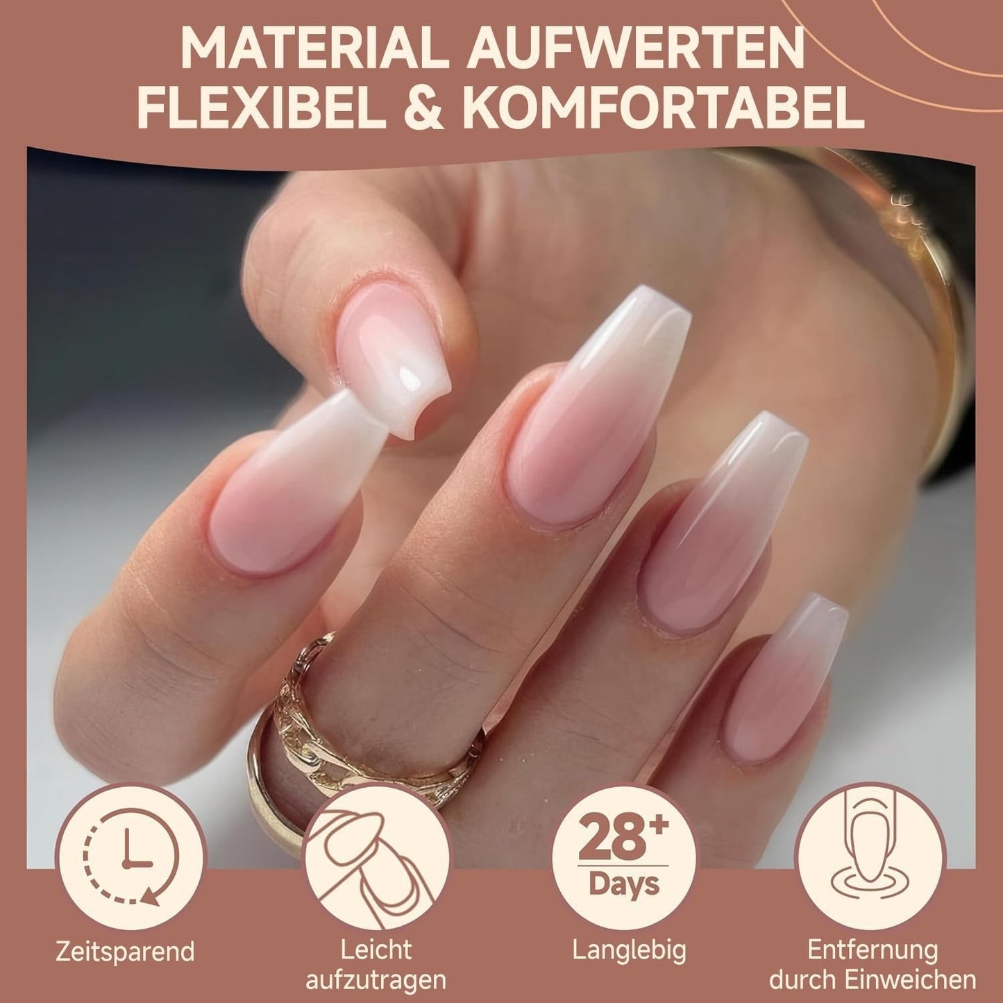 Punte per unghie in gel ballerina 216 pezzi 12 dimensioni Punte per unghie in gel morbido Copertura completa Set di estensioni per unghie Semi opaco Fai da te Home Art