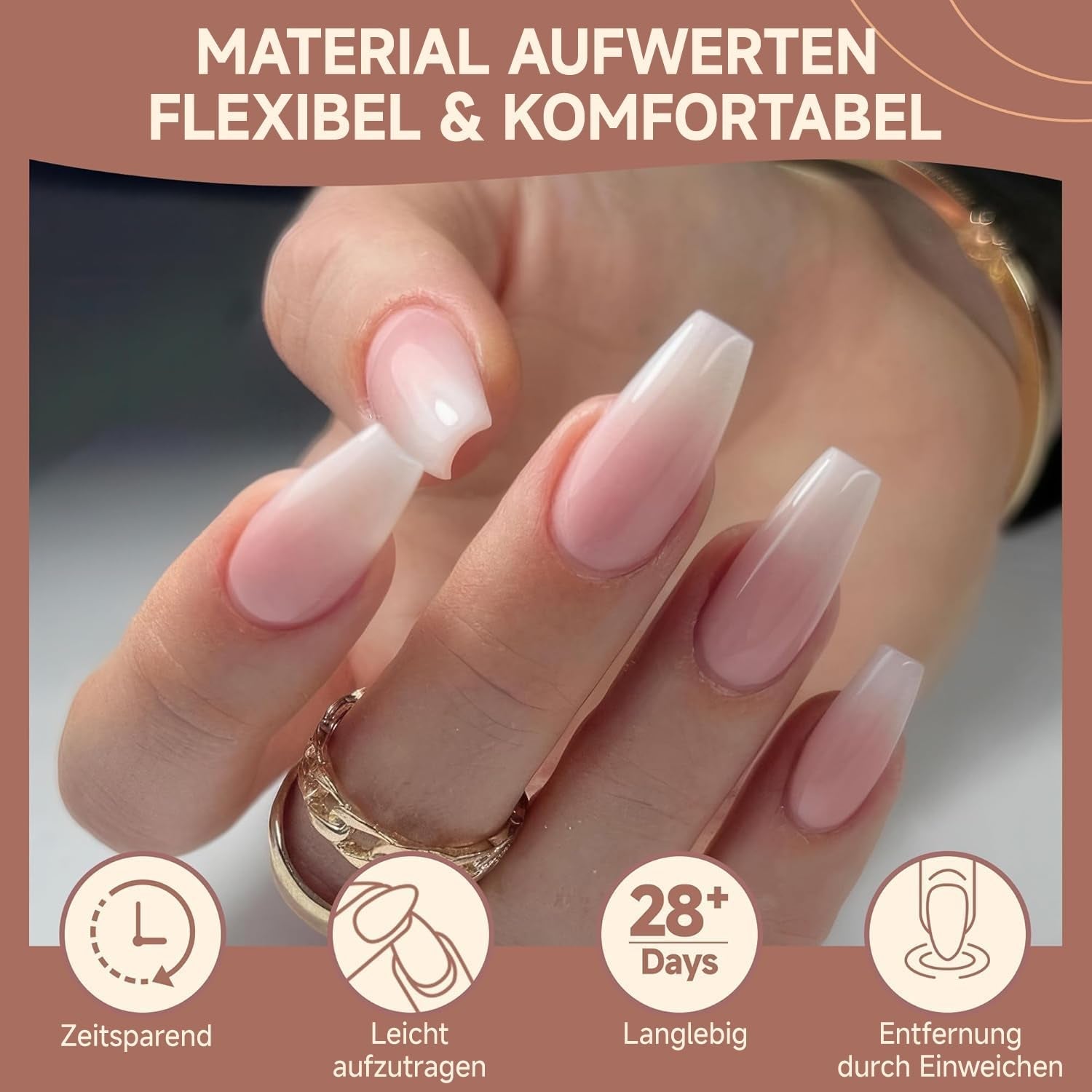 Punte per unghie in gel ballerina 216 pezzi 12 dimensioni Punte per unghie in gel morbido Copertura completa Set di estensioni per unghie Semi opaco Fai da te Home Art