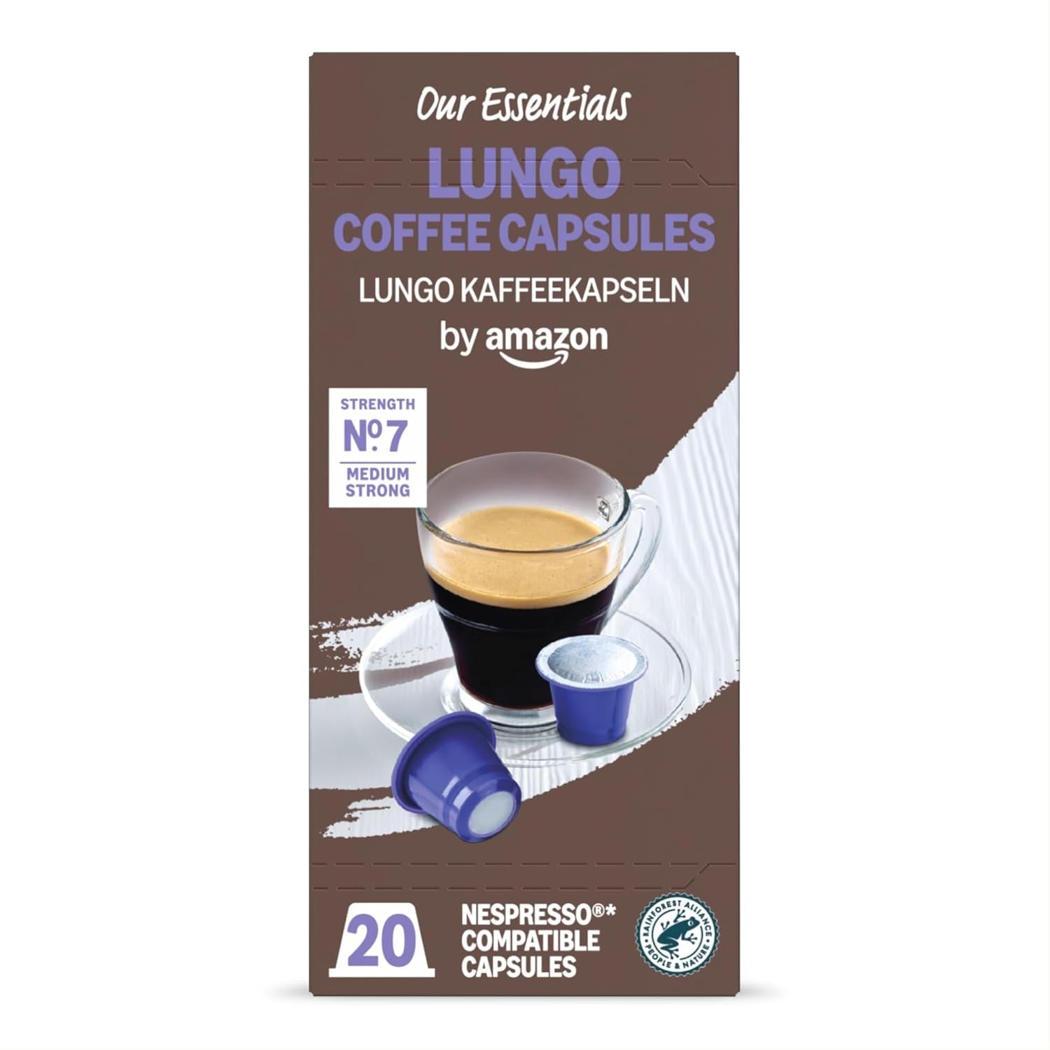 di Amazon Lungo Kaffee-Kunststoffkapseln, compatibile con Nespresso, 20 pezzi, confezione con 1 – Rainforest Alliance-zertifiziert