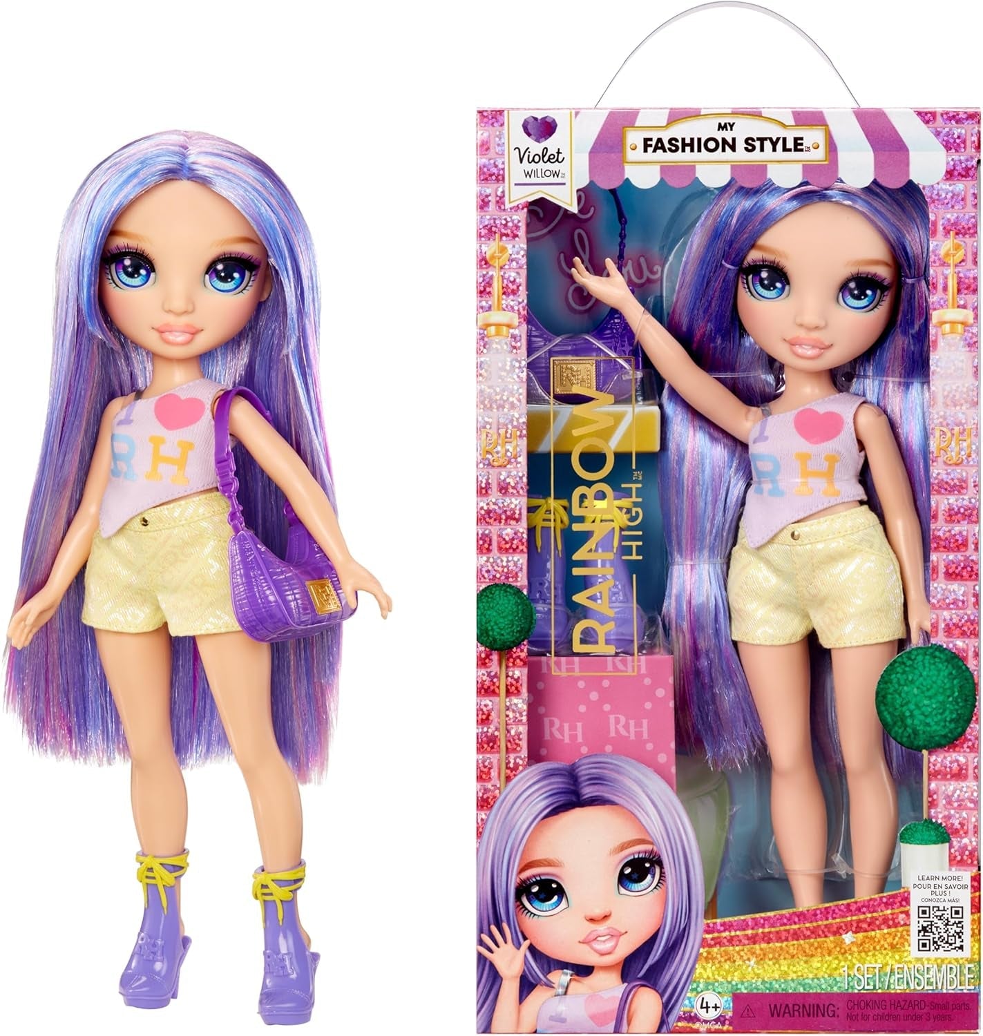 Rainbow High My Fashion Style Doll - Viola - 28 cm Bambola fashion viola con abito attraente e borsa elegante, per giocare, posare, collezionare, per bambini dai 4 ai 12 anni