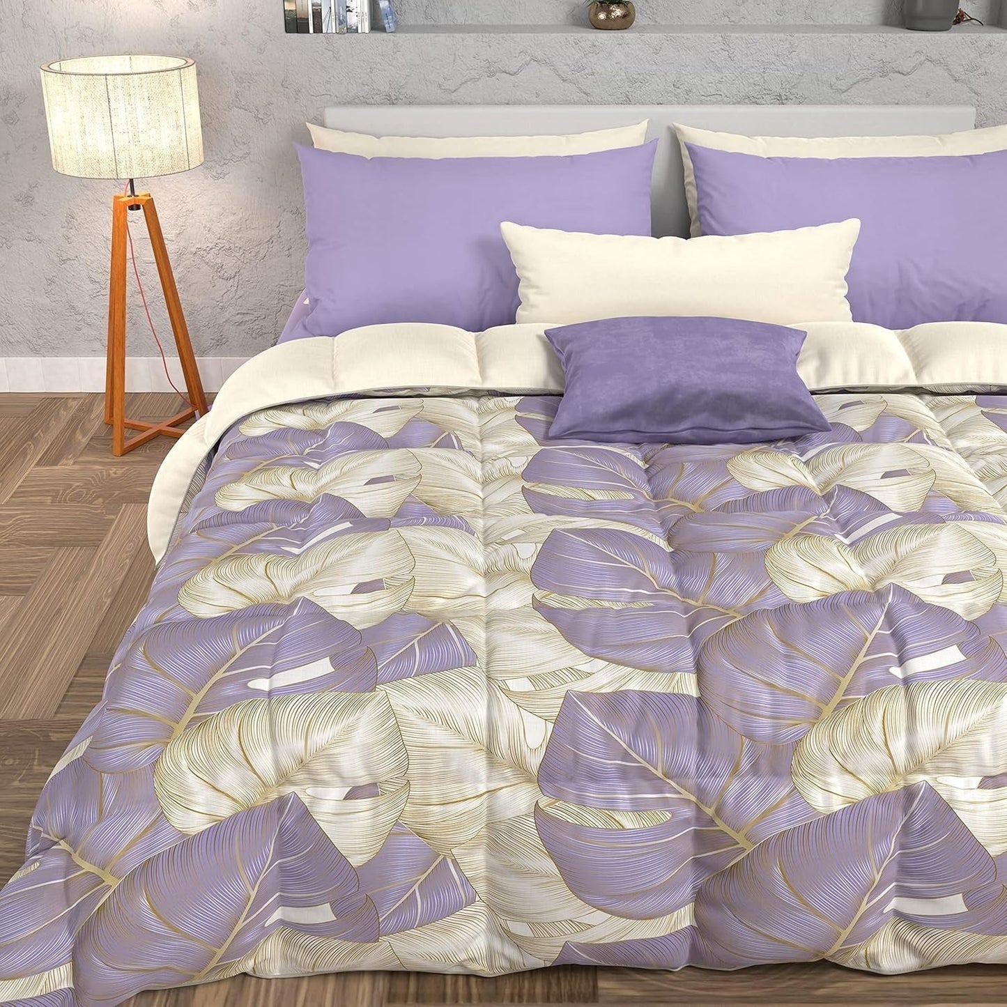PETTI Artigiani Italiani - Trapunta invernale, Trapunta invernale, Trapunta semplice, Double face, Stampa monocolore e digitale, Microfibra anallergica 100%, Made in Italy Trapunte e trapunte Naty Shop Viola tropicale Letto singolo