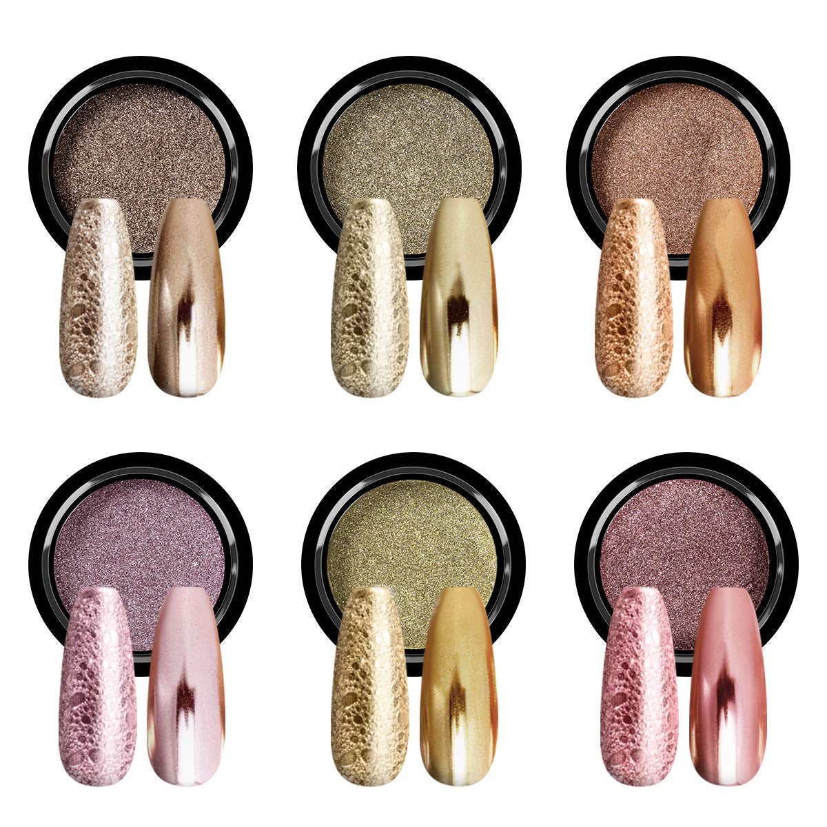 Saviland Set di polveri per unghie cromate - Polvere per unghie cromata laser rosa Effetto specchio Laser Nail Art, Polvere decorativa per manicure con glitter per unghie con bastoncini di spugna, Polvere glitter per unghie Salone per unghie