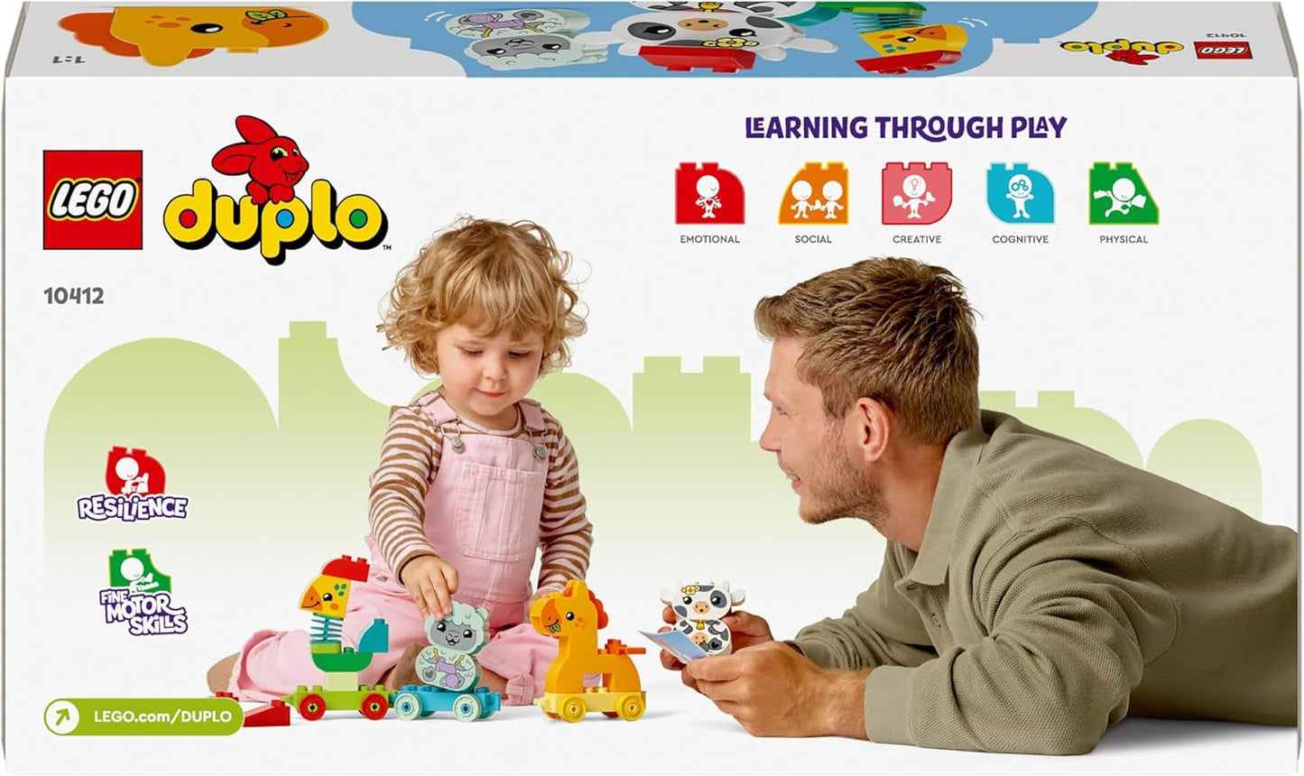 LEGO DUPLO Trenino degli animali, Trenino giocattolo con ruote, Costruzioni creative e ricostruzioni di figure di animali, Giocattolo educativo per i più piccoli, Regalo di compleanno per gli amanti degli animali Ragazze e ragazzi di 1 anno e mezzo 10412 Set da costruzione Besuche den LEGO-Store