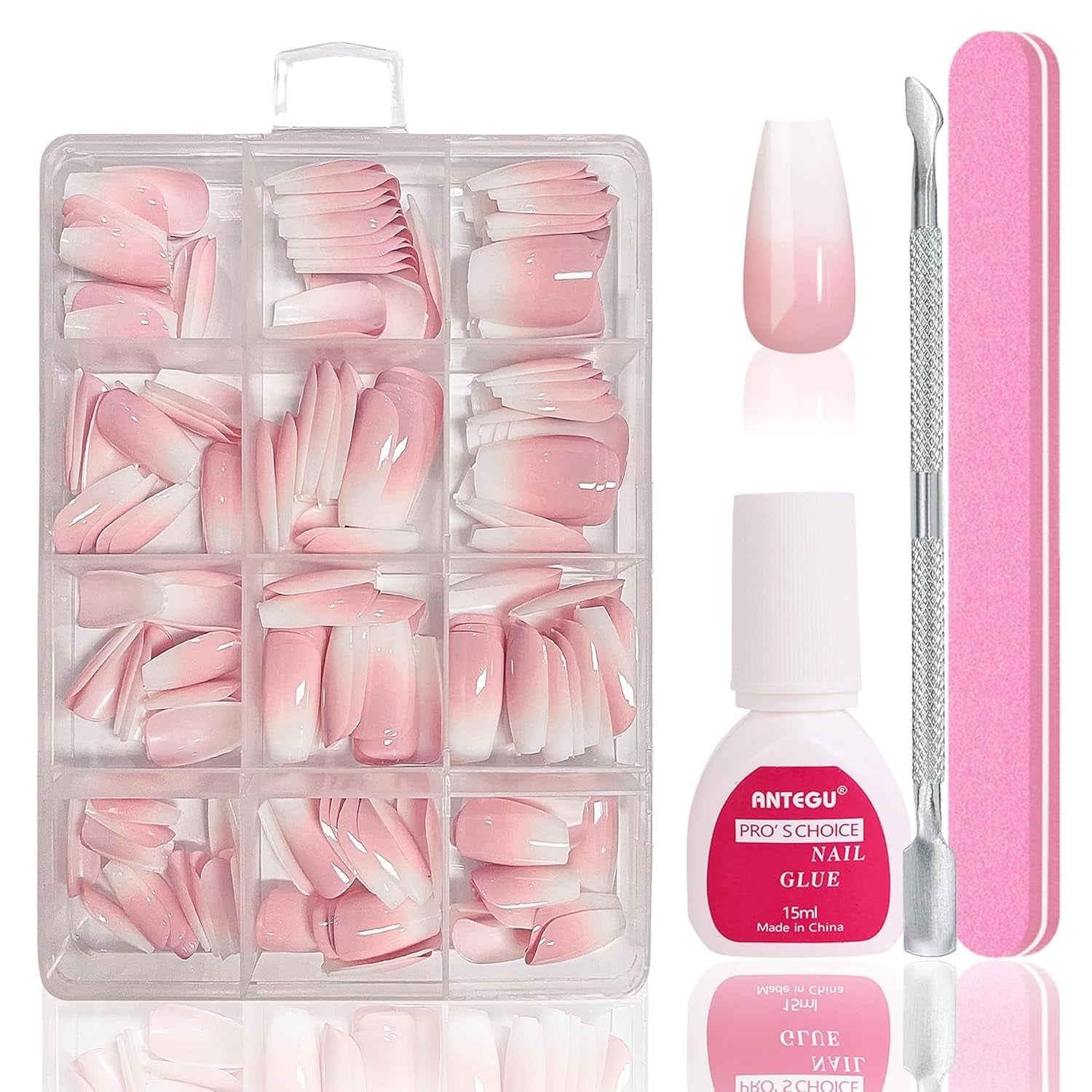 Set unghie finte ballerina - 240 pezzi di delicato rosa lilla per unghie finte, colla a copertura totale su unghie finte, set di punte per unghie finte per manicure e nail art per donne e ragazze (rosa lavanda)