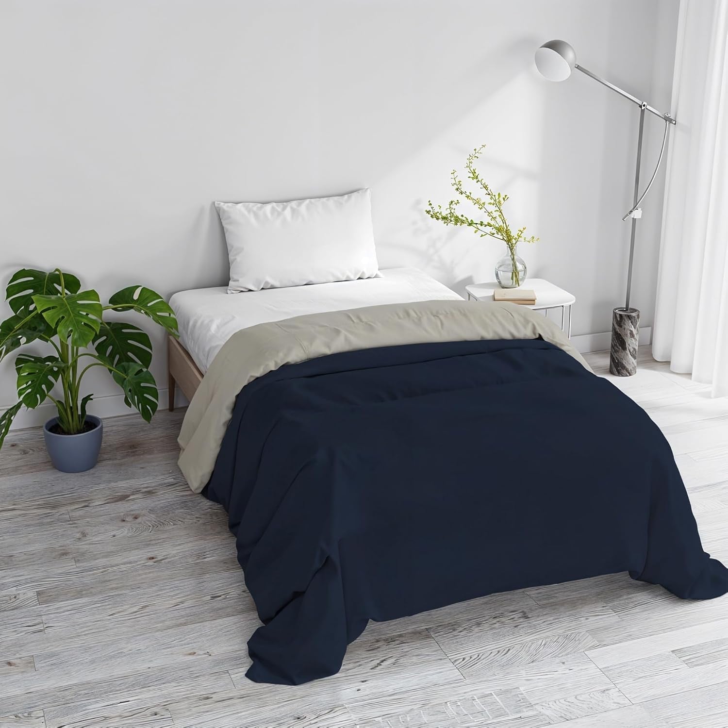 Trapunta invernale basic, tinta unita e foderata, verde scuro/crema, 200X245Cm Trapunte e trapunte Naty Shop Blu scuro/grigio chiaro 160X245Cm