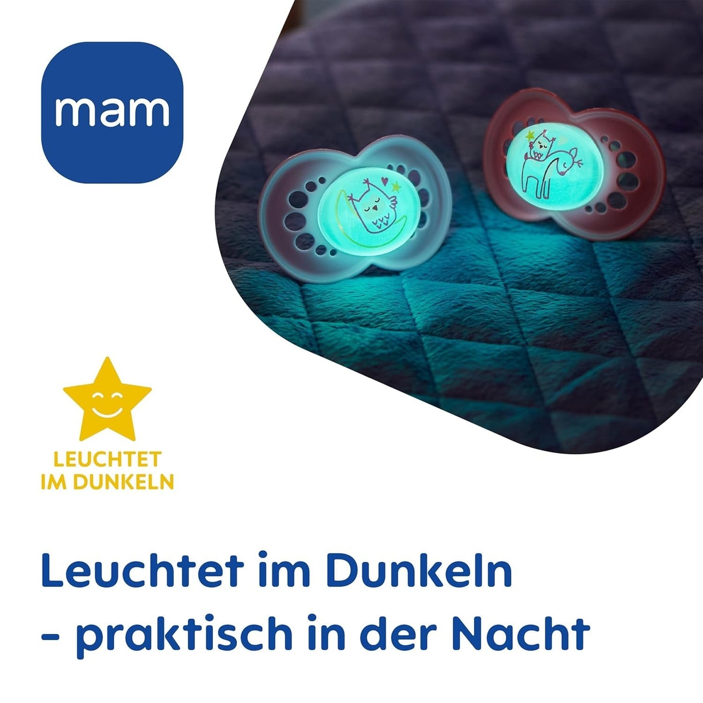 Succhietti MAM Original Day & Night Matt | 6-16 mesi | Set ciuccio | Accettazione 94% | Aiuta a prevenire l'allineamento indesiderato dei denti | Sviluppato insieme ai dentisti Silicone SkinSoft | Motivo uccello/gufo | Confezione da 4