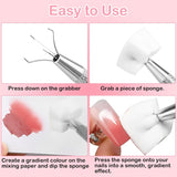 100 pezzi Latexfree Nailart Schwämme, Ombre Nagelschwammpinsel, Nagelschwamm Mit Metallgreifer 100 Blatt Nailart-Mischpapier Austellungsbox, Maniküre Schwamm Applikator Für Farbverlauf Nailart