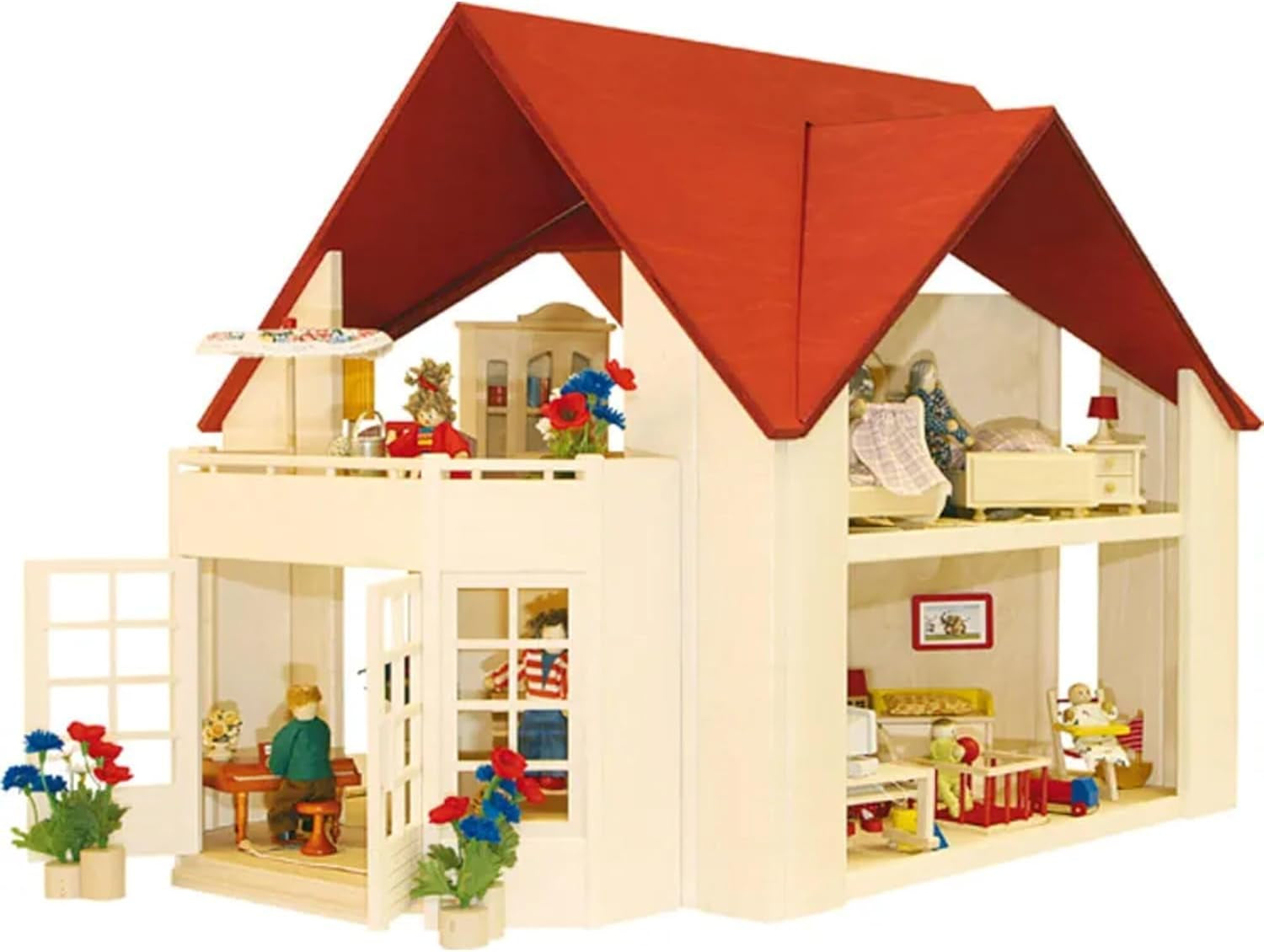 23112 Casa delle bambole, color legno, rosso