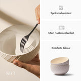 KIVY Set di ciotole per cereali - 6 x 850 ml - Ciotole grandi per zuppa e porridge - Ciotola per zuppa - Ciotola - Ciotole per cereali - Ciotole per zuppa - Set di ciotole - Ciotola per cereali in ceramica (Bianco crema, Ciotole)