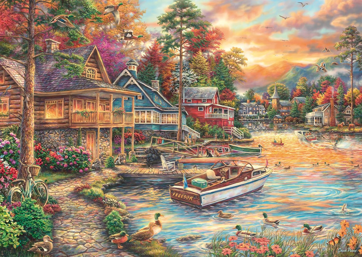 Schmidt Spiele 58553 Chuck Pinson, Shore in the Evening Gold, puzzle 1000 pezzi Puzzle Naty Shop