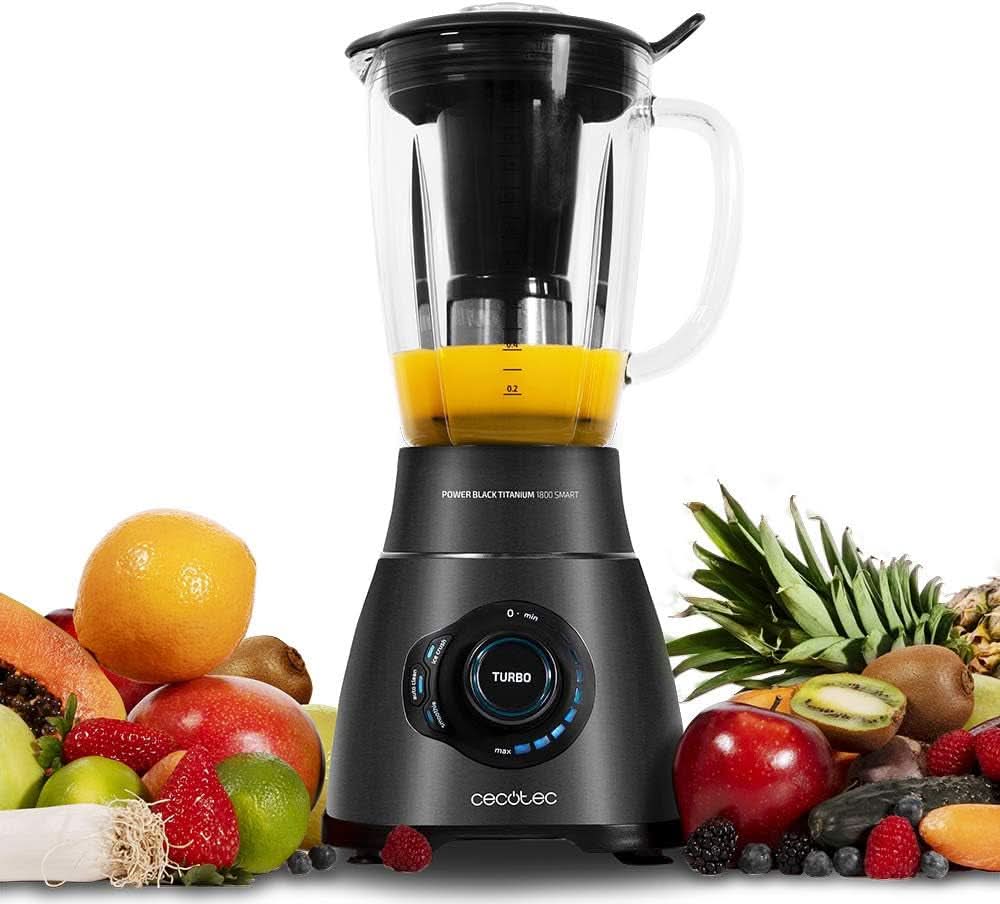 Cecotec Robot da cucina Power Black Titanium 2200MAX Smooth, 2200 W Maximale Leistung, 6 Klingen Aus Edelstahl, Funzione Ice Crush, Funzione Turbo e Smoothie, Funzione Autoclean Kitchen Naty Shop Schwarz 2500 W | 1,8 litri + 3 programmi