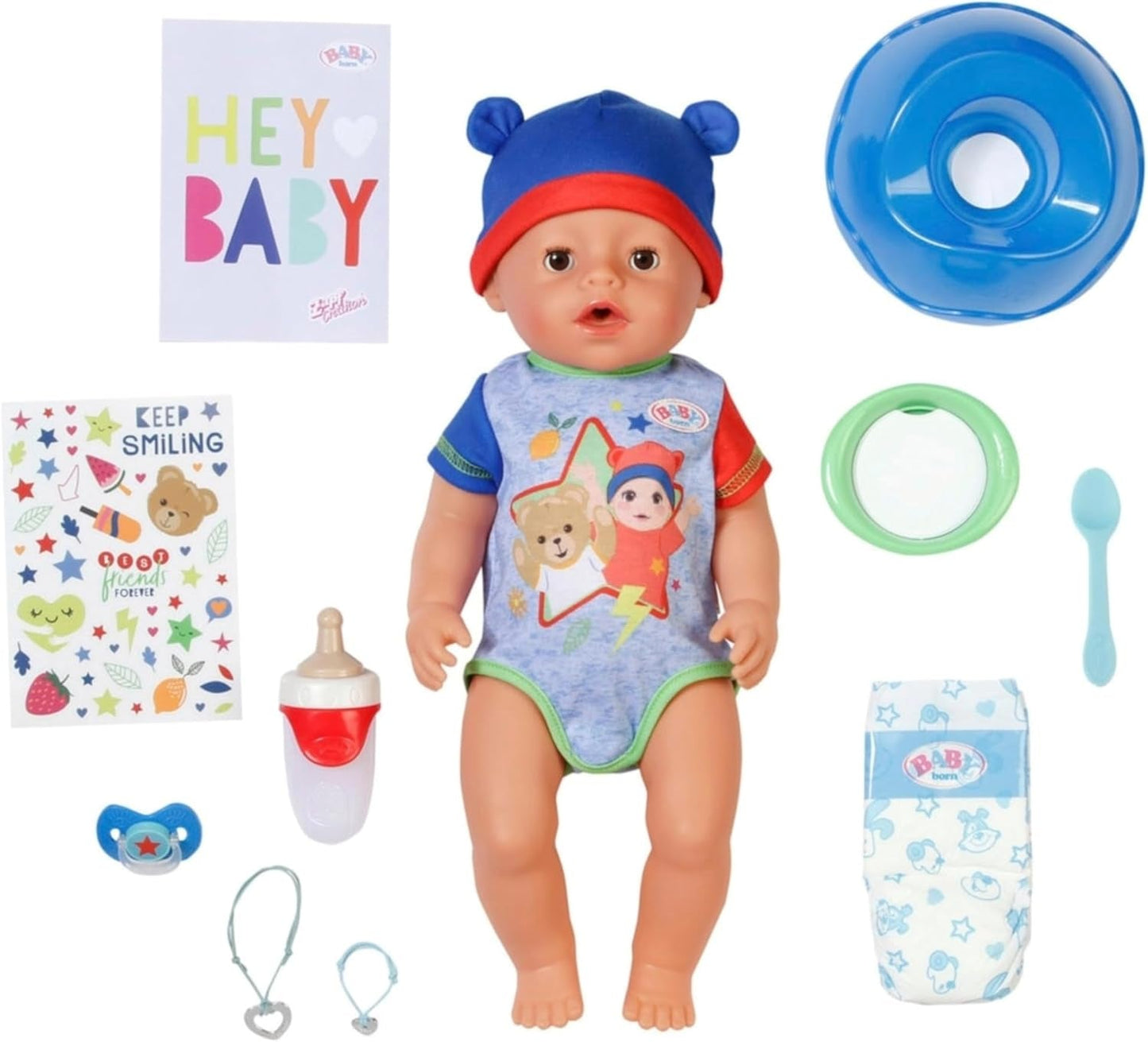 BABY Born Jonas - bambola baby 43 cm - 10 funzioni inclusi accessori e materasso - Funziona completamente senza batterie - Adatto a bambini dai 3 anni in su