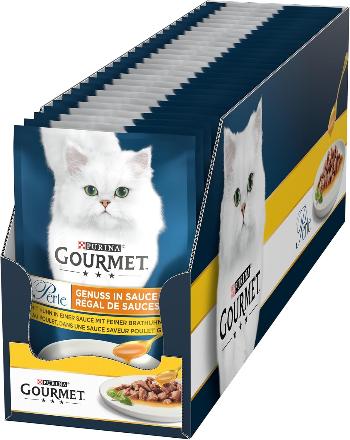 Gourmet Perle Delight cibo umido per gatti in salsa con pollo, confezione da 26 (26 x 85 g)