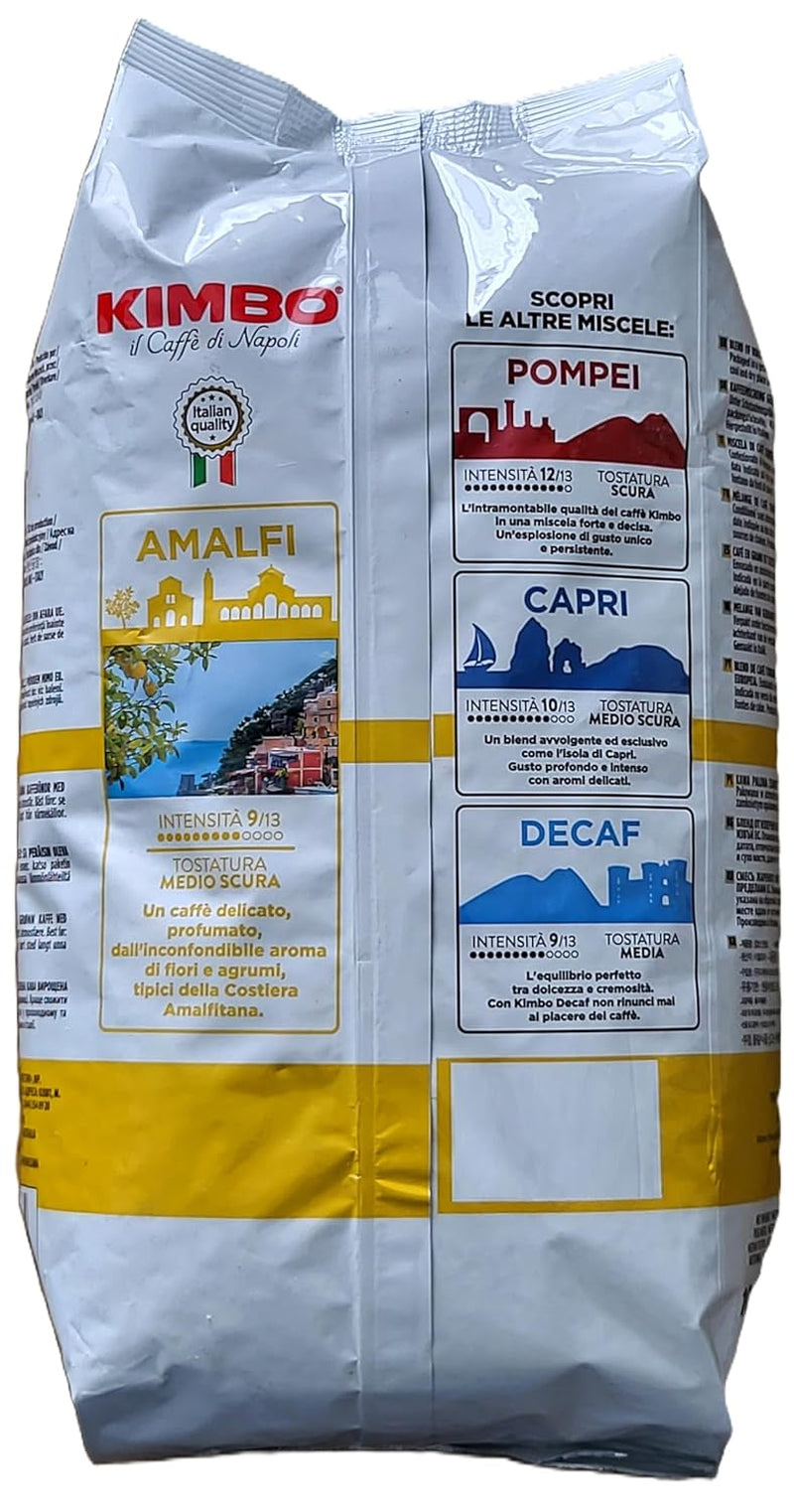 Caffè Amalfi in grani interi (100% Arabica), tostatura media, sacchetto da 1 kg