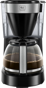Melitta Easy Top - Macchina per caffè espresso con filtro e caraffa in vetro, per un massimo di 10 tazze di caffè, nero/acciaio inossidabile