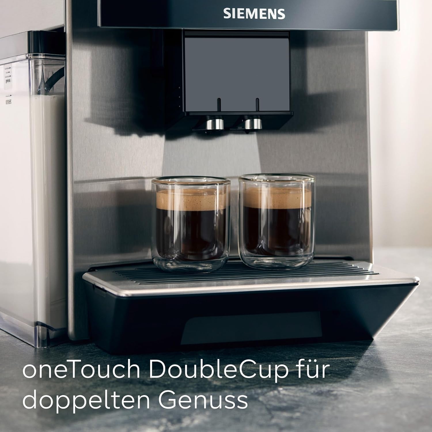 Siemens EQ900 TQ903D03 Macchina per caffè espresso automatica, Controllo app, Display touch intuitivo, Modalità Barista, AromaBoost, Riduzione del rumore, Macinacaffè Premium, Pulizia automatica a vapore, 1500 W, Acciaio inossidabile