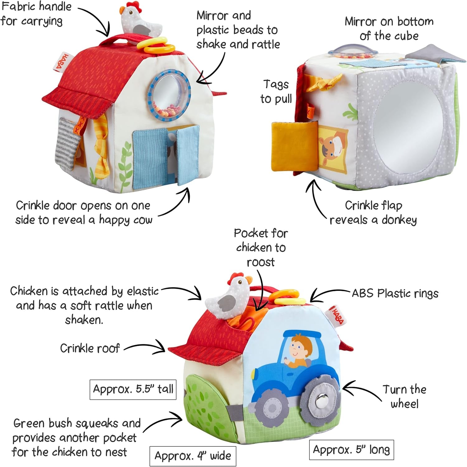 HABA 306383 - Fattoria dei cubi da gioco, giocattolo multifunzionale da 6 mesi Giocattoli per bambini Naty Shop