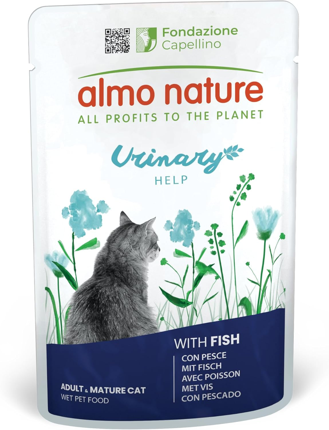 Almo Nature Functional Urinary Help - Nassfutter für ausgewachsene Katzen mit Fisch - Unterstützung für die Gesundheit der Harnwege - 30 buste da 70g