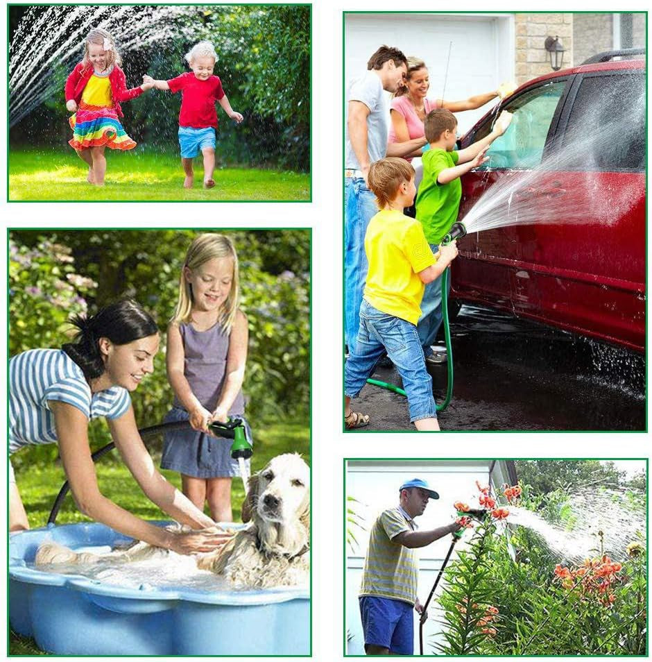 Tubo da Giardino Estensibile da 30 m, Tubo Flessibile per Acqua da 100 Piedi con Ugello a Spruzzo a 8 Getti, Tubo Flessibile Retrattile Impermeabile per Carichi Pesanti con connettori da 3/4" e 1/2" (30 m, Verde)