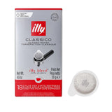 illy, Kaffee E.S.E. Dischetti Einzeldosis CLASSICO, 100% Arabica con note di fiori d'arancia e gelsomino, Sanfter Gesmack e Süßer Nachgeschmack, 1 confezione con 18 compostierbaren kapselsn