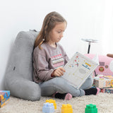 Cuscino da lettura con braccioli InnovaGoods Huglow per divano, letto e tappeto, cuscino da lettura con supporto lombare e maniglia per il trasporto, ergonomico, previene disagio e dolore, grigio