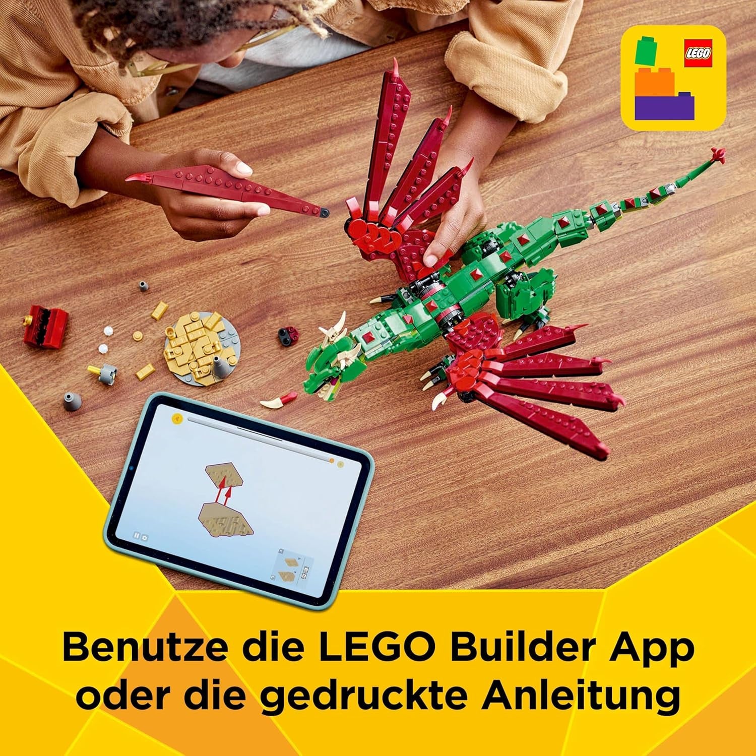 LEGO Creator 3In1 Drago Verde - Giocattolo - Si trasforma in serpente marino o fenice - Giocattolo da costruzione per animali per bambini - Regalo per ragazzi e ragazze a partire da 9 anni 31161 Set da costruzione Besuche den LEGO-Store